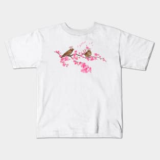 Royal Sakura Birds Kids T-Shirt